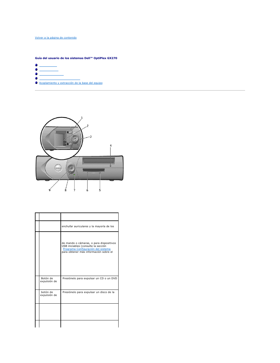 Acerca del ordenador, Vista anterior | Dell OptiPlex GX270 User Manual | Page 60 / 183