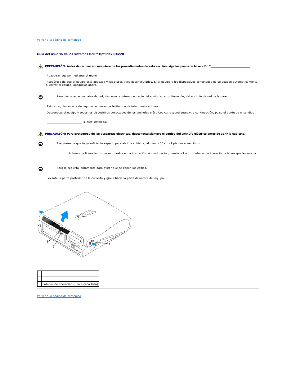 Apertura de la cubierta del equipo | Dell OptiPlex GX270 User Manual | Page 75 / 183