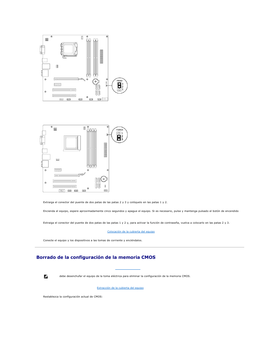 Borrado de la configuración de la memoria cmos, Inspiron 546 | Dell Inspiron 545 (Early 2009) User Manual | Page 39 / 47
