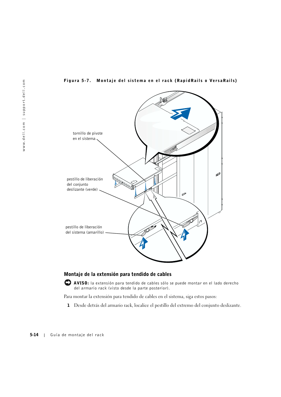 Montaje de la extensión para tendido de cables, Montaje de ia extensión para tendido de cabies -14 | Dell PowerVault 775N (Rackmount NAS Appliance) User Manual | Page 158 / 176