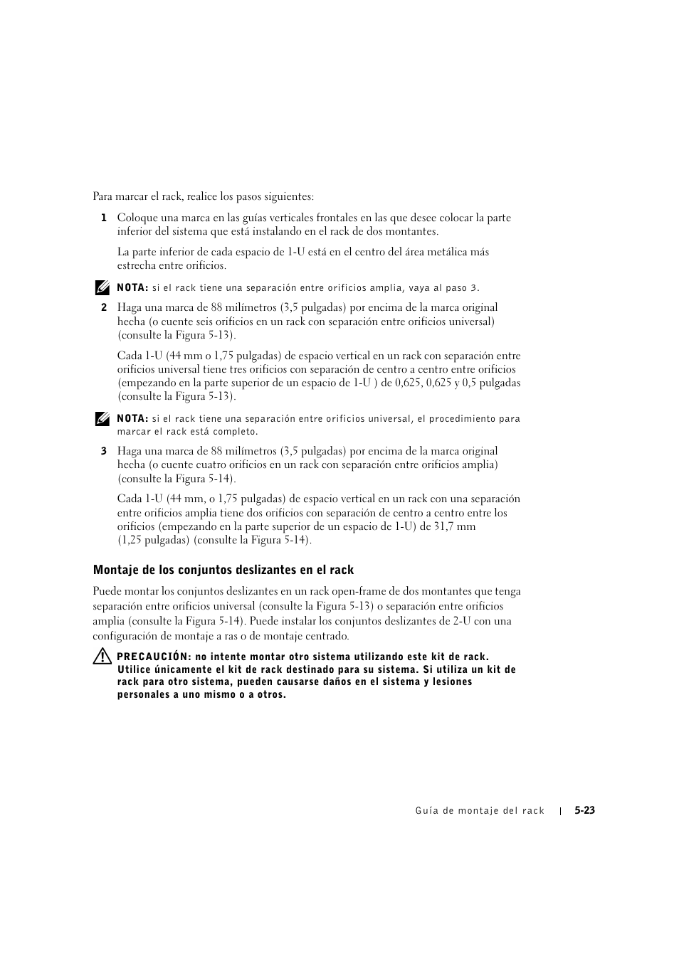 Montaje de los conjuntos deslizantes en el rack | Dell PowerVault 775N (Rackmount NAS Appliance) User Manual | Page 167 / 176