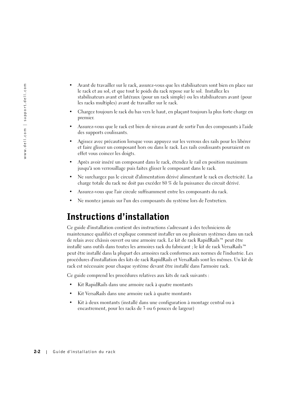 Instructions d’installation, Instructions d’installation -2 | Dell PowerVault 775N (Rackmount NAS Appliance) User Manual | Page 40 / 176