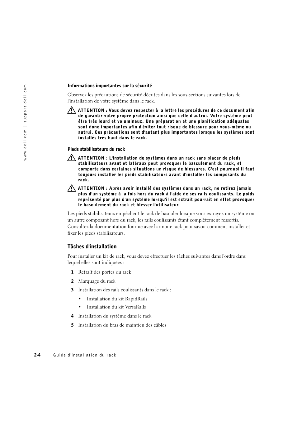 Tâches d'installation, Tâches d'installation -4 | Dell PowerVault 775N (Rackmount NAS Appliance) User Manual | Page 42 / 176