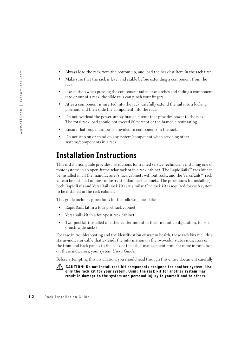 Installation instructions, Installation instructions -2 | Dell PowerVault 775N (Rackmount NAS Appliance) User Manual | Page 6 / 176