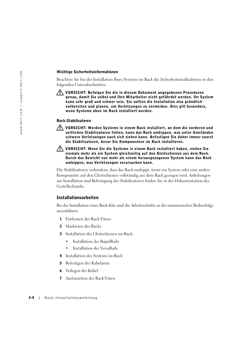 Installationsarbeiten, Instaiiationsarbeiten -4 | Dell PowerVault 775N (Rackmount NAS Appliance) User Manual | Page 78 / 176