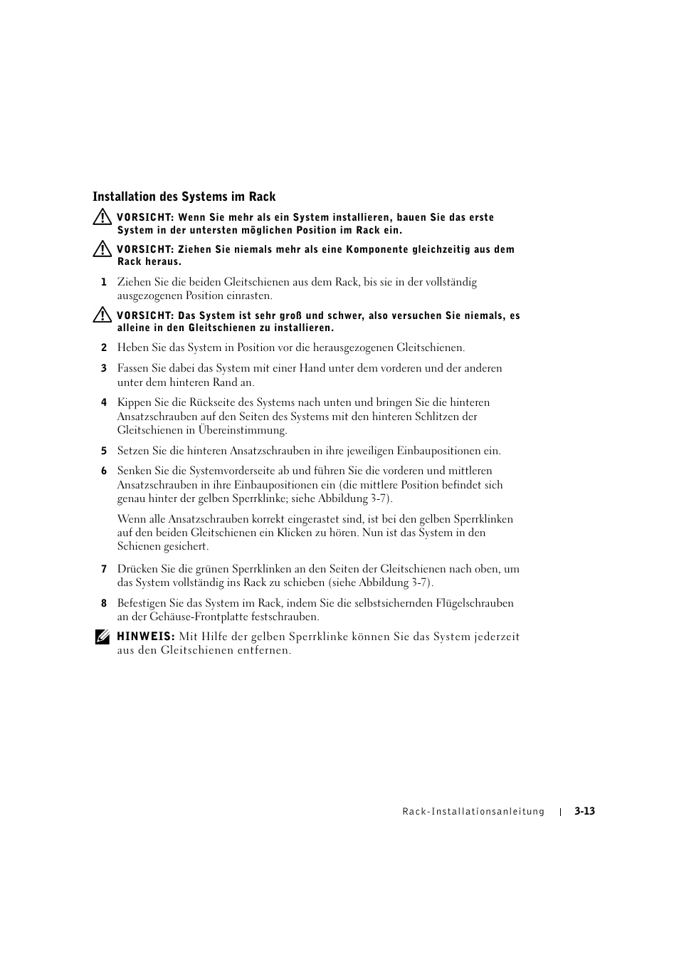 Installation des systems im rack, Installation du système dans le rack -13 | Dell PowerVault 775N (Rackmount NAS Appliance) User Manual | Page 87 / 176