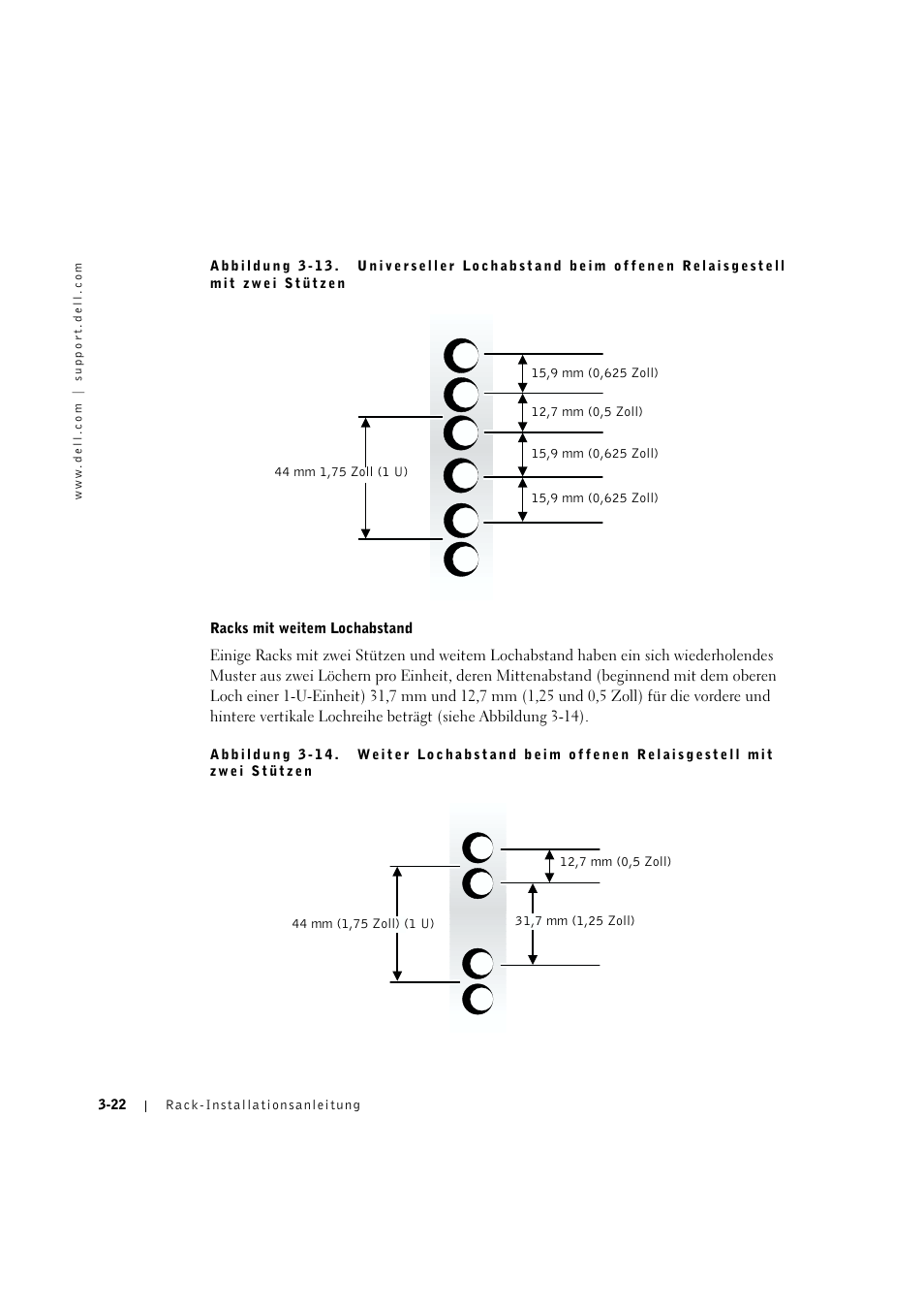 Racks mit weitem lochabstand, C­ c | Dell PowerVault 775N (Rackmount NAS Appliance) User Manual | Page 96 / 176