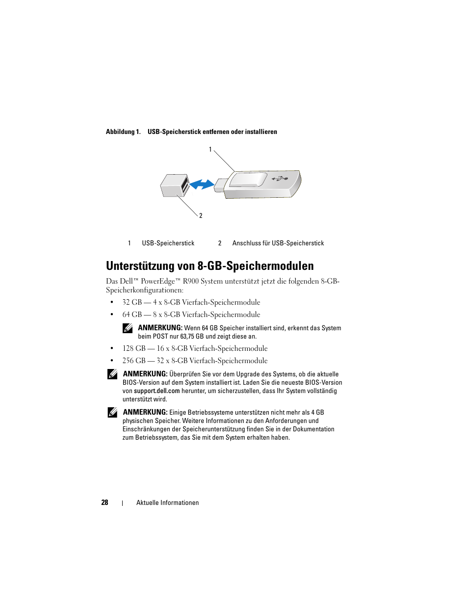 Unterstützung von 8-gb-speichermodulen | Dell PowerEdge R900 User Manual | Page 28 / 56