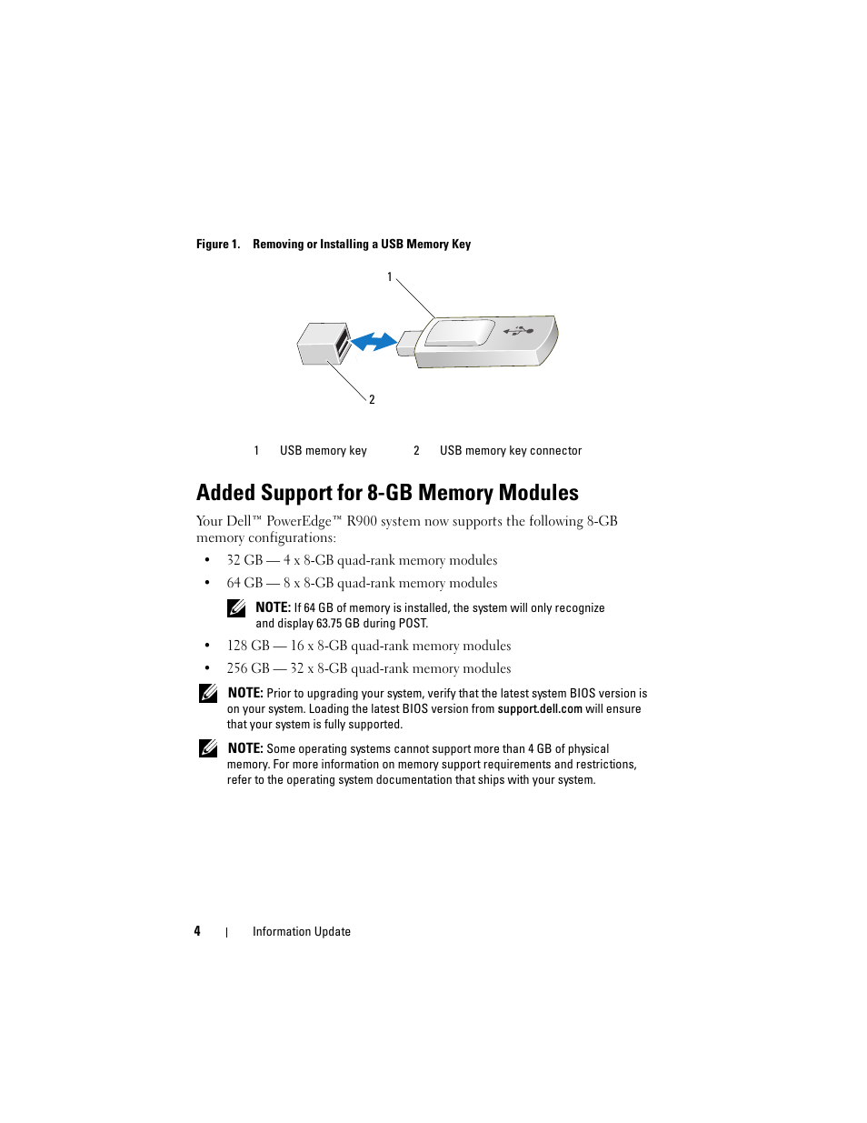 Added support for 8-gb memory modules | Dell PowerEdge R900 User Manual | Page 4 / 56