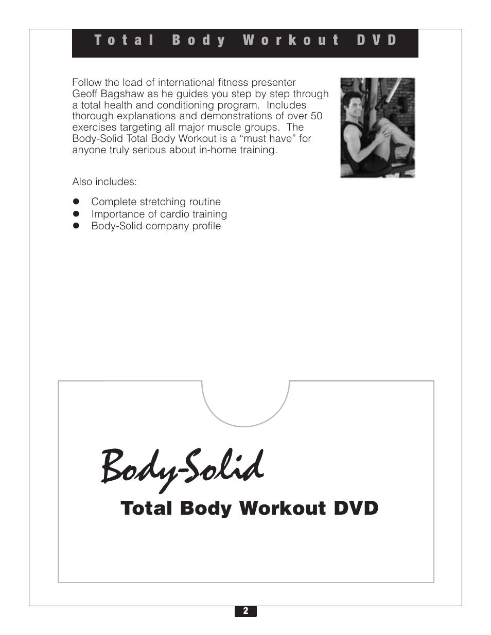 Body-solid, Total body workout dvd | Body Solid G2B User Manual | Page 2 / 86