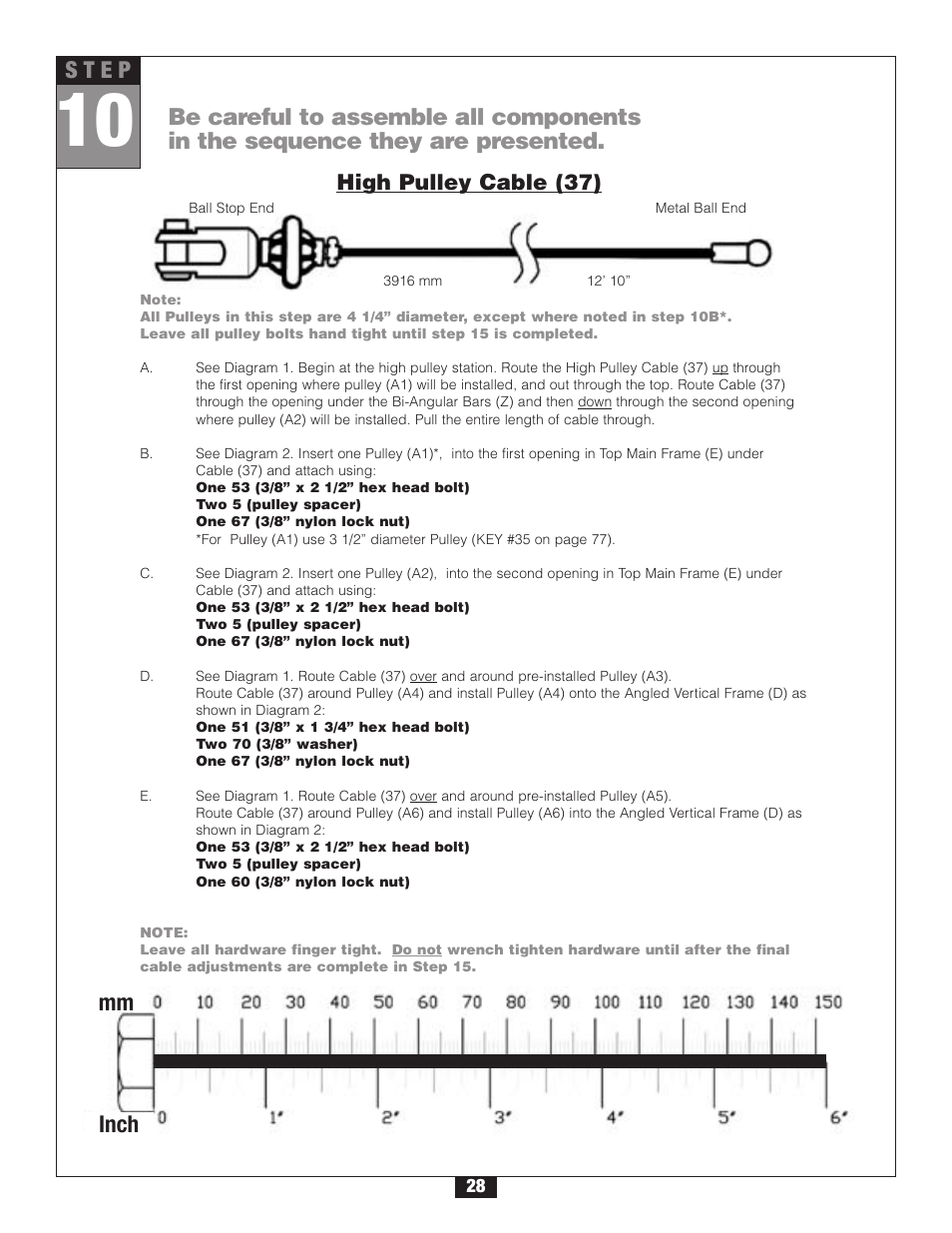 S t e p, High pulley cable (37) | Body Solid G2B User Manual | Page 28 / 86