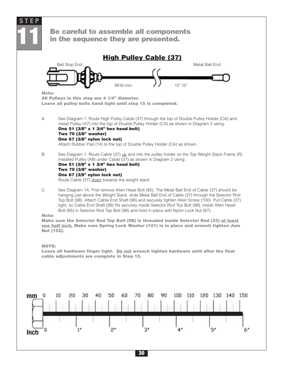 High pulley cable (37) | Body Solid G2B User Manual | Page 30 / 86