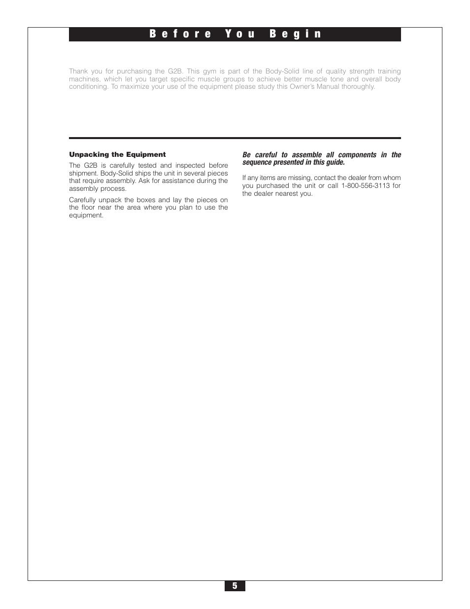 Body Solid G2B User Manual | Page 5 / 86