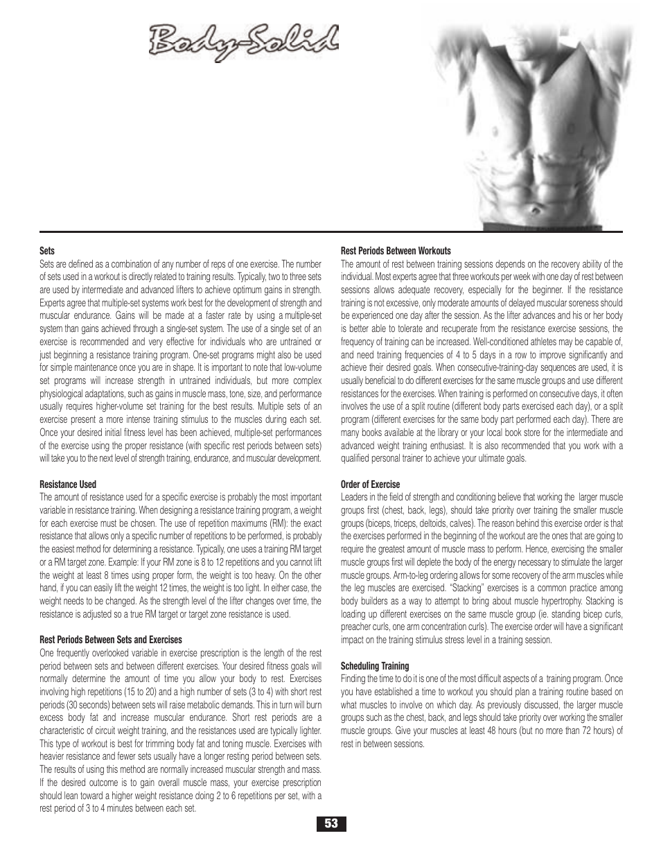 Prescription, Exercise | Body Solid G2B User Manual | Page 53 / 86
