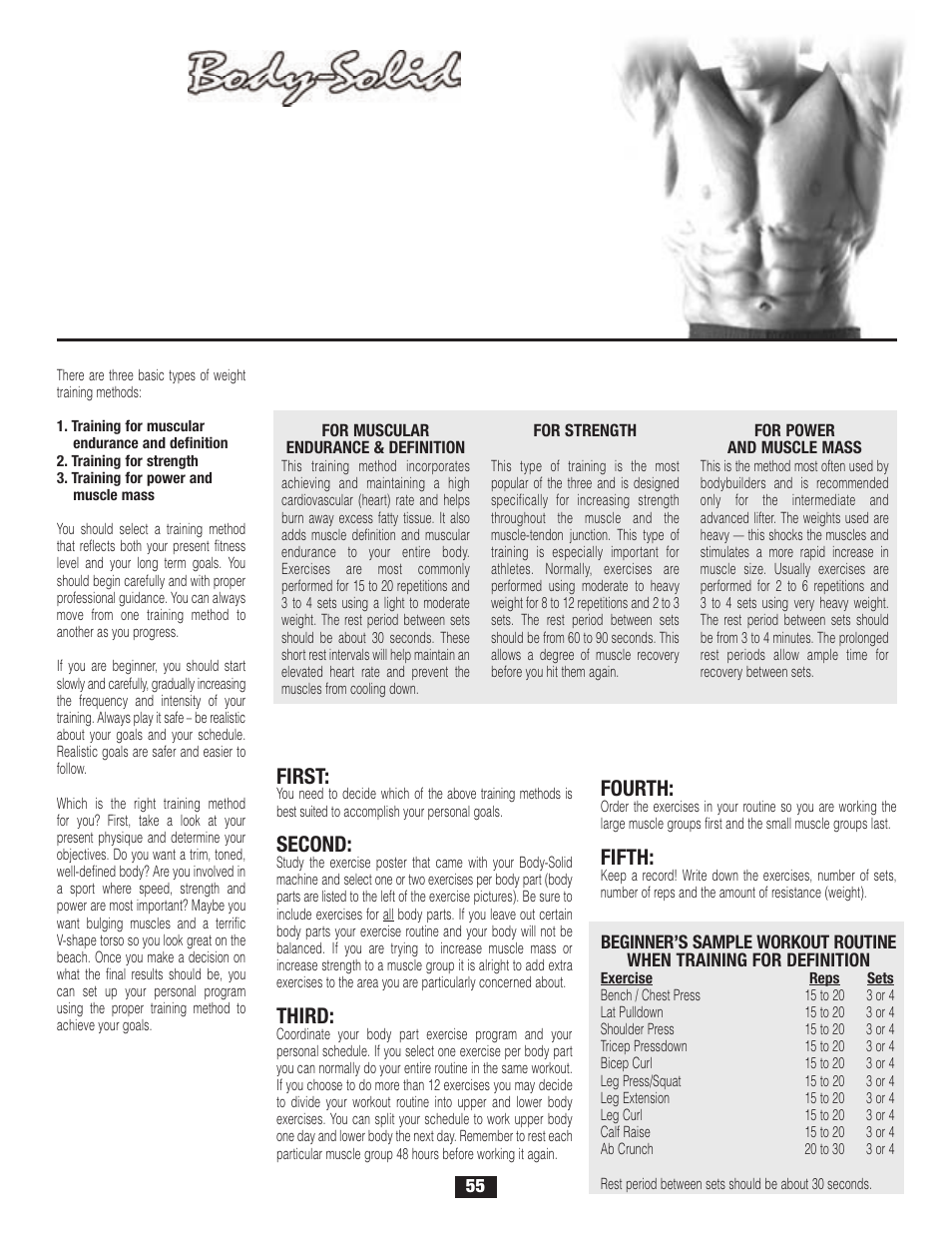 Training method, Determine your | Body Solid G2B User Manual | Page 55 / 86