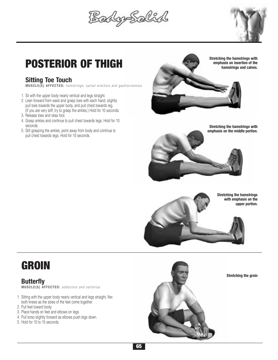 Stretching, Warm-up/cool-down | Body Solid G2B User Manual | Page 65 / 86