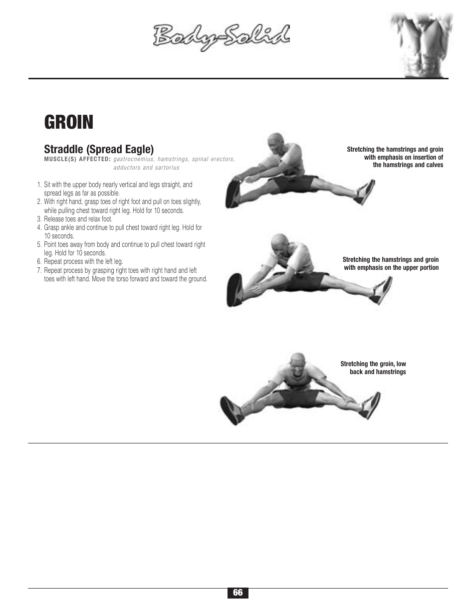 Stretching, Warm-up/cool-down | Body Solid G2B User Manual | Page 66 / 86