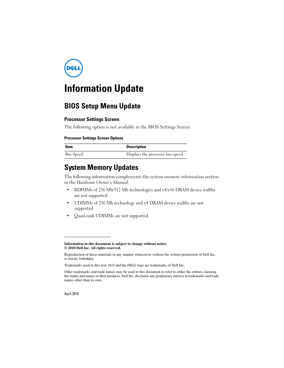 Dell PowerEdge R310 User Manual | 7 pages