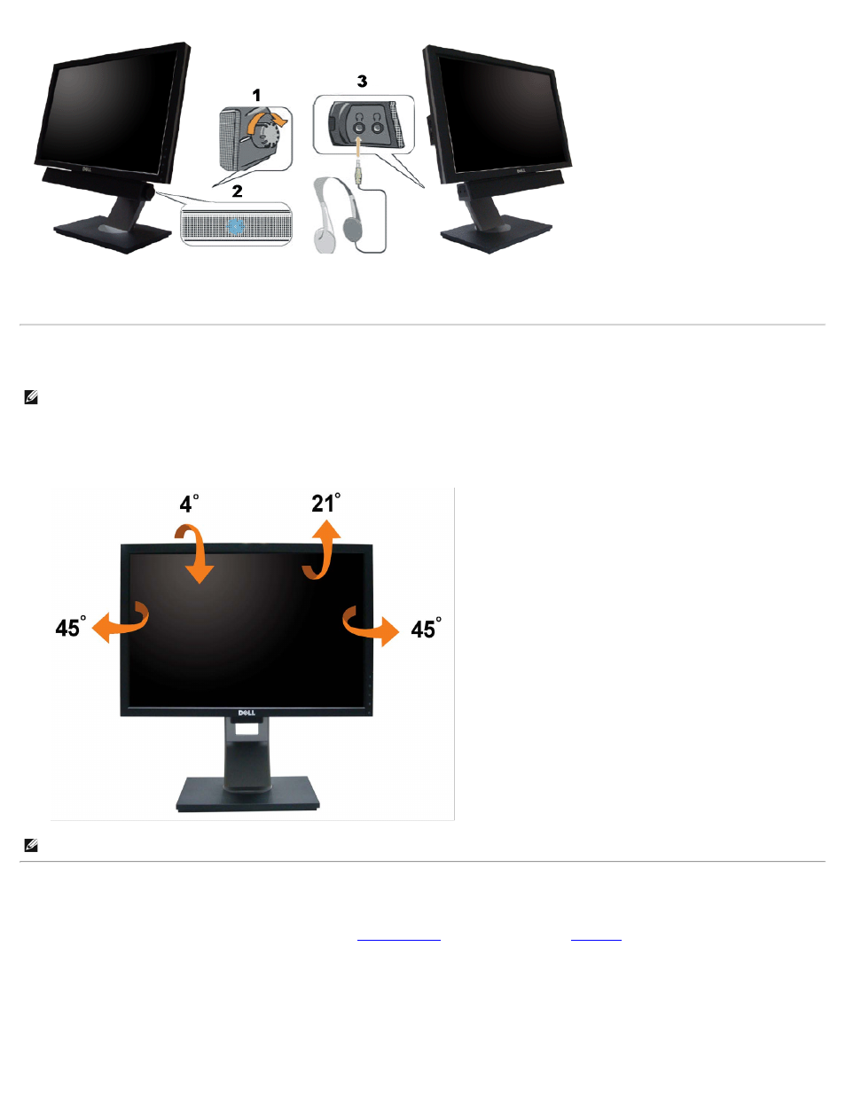 Girar el monitor, Rotación de pantalla, Uso del control de inclinación, rotación | Inclinación | Dell 1909Wb Monitor User Manual | Page 74 / 81