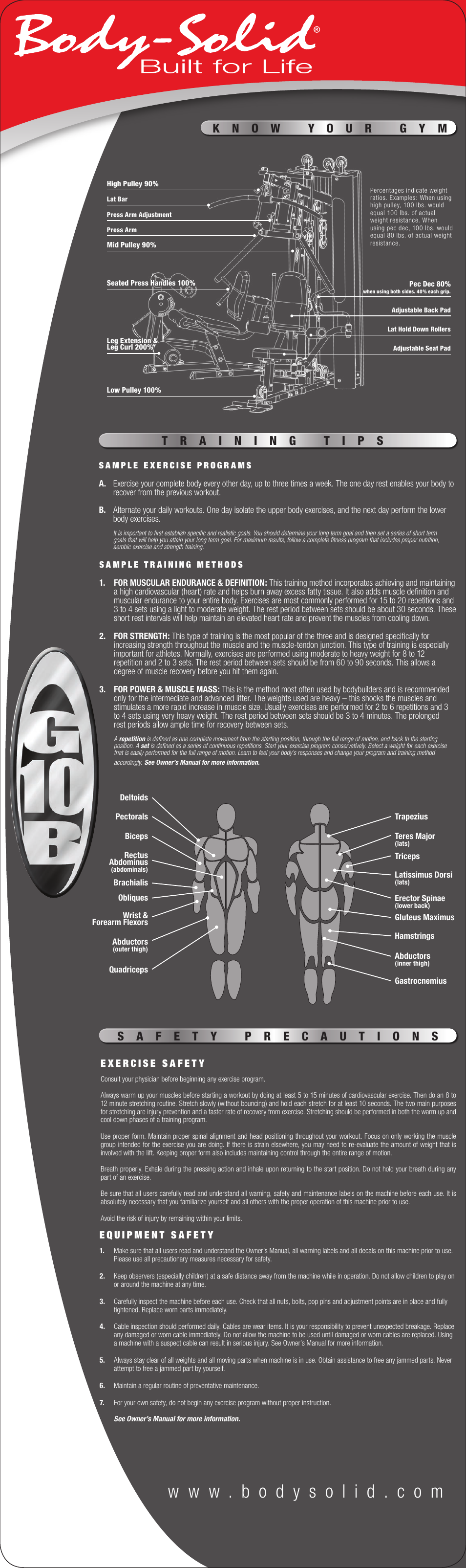 Body Solid KNOWYOURGYM User Manual | 2 pages