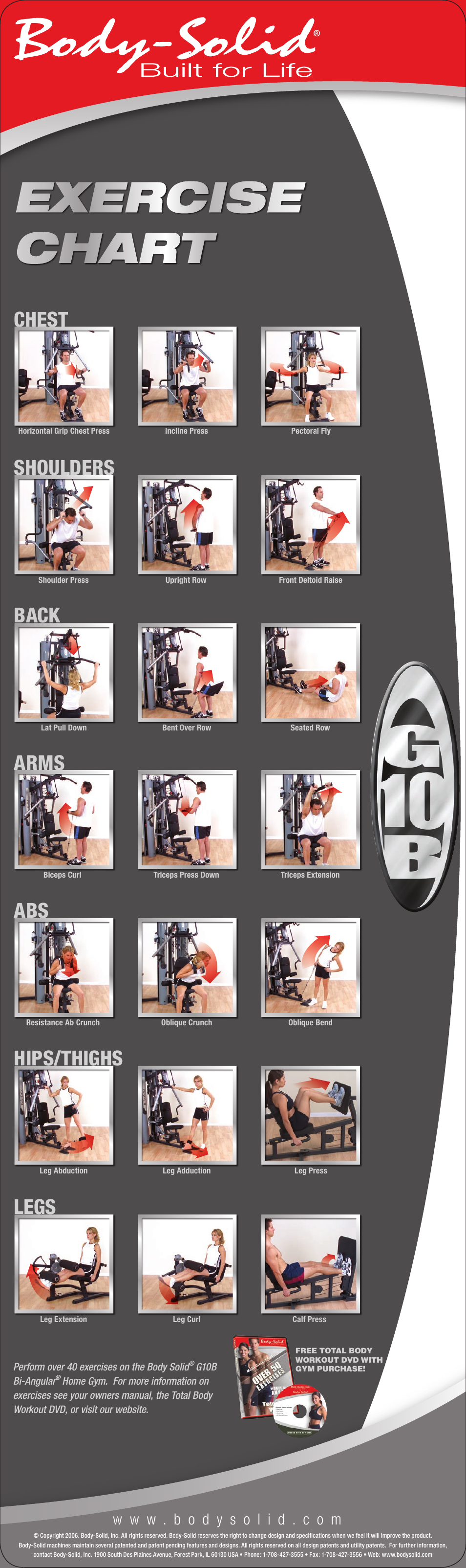 Chest, Hips/thighs, Legs | Arms, Back, Shoulders | Body Solid KNOWYOURGYM User Manual | Page 2 / 2