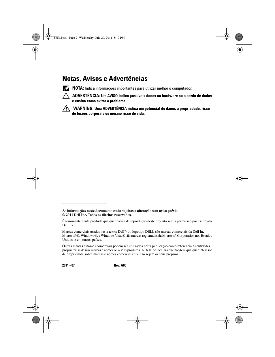 Notas, avisos e advertências | Dell Latitude E5520M (Early 2011) User Manual | Page 18 / 32