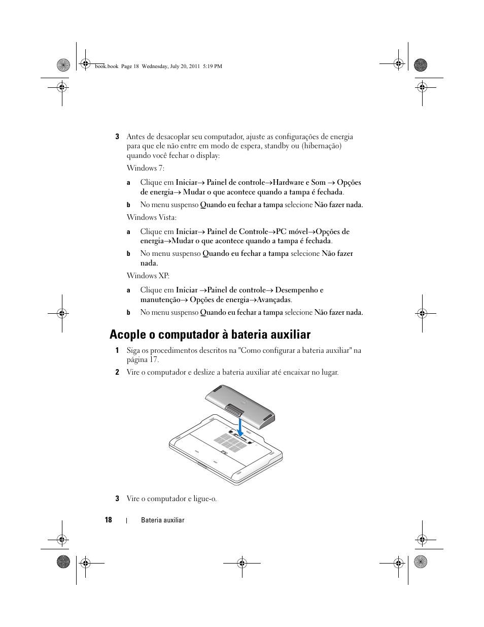 Acople o computador à bateria auxiliar | Dell Latitude E5520M (Early 2011) User Manual | Page 20 / 32