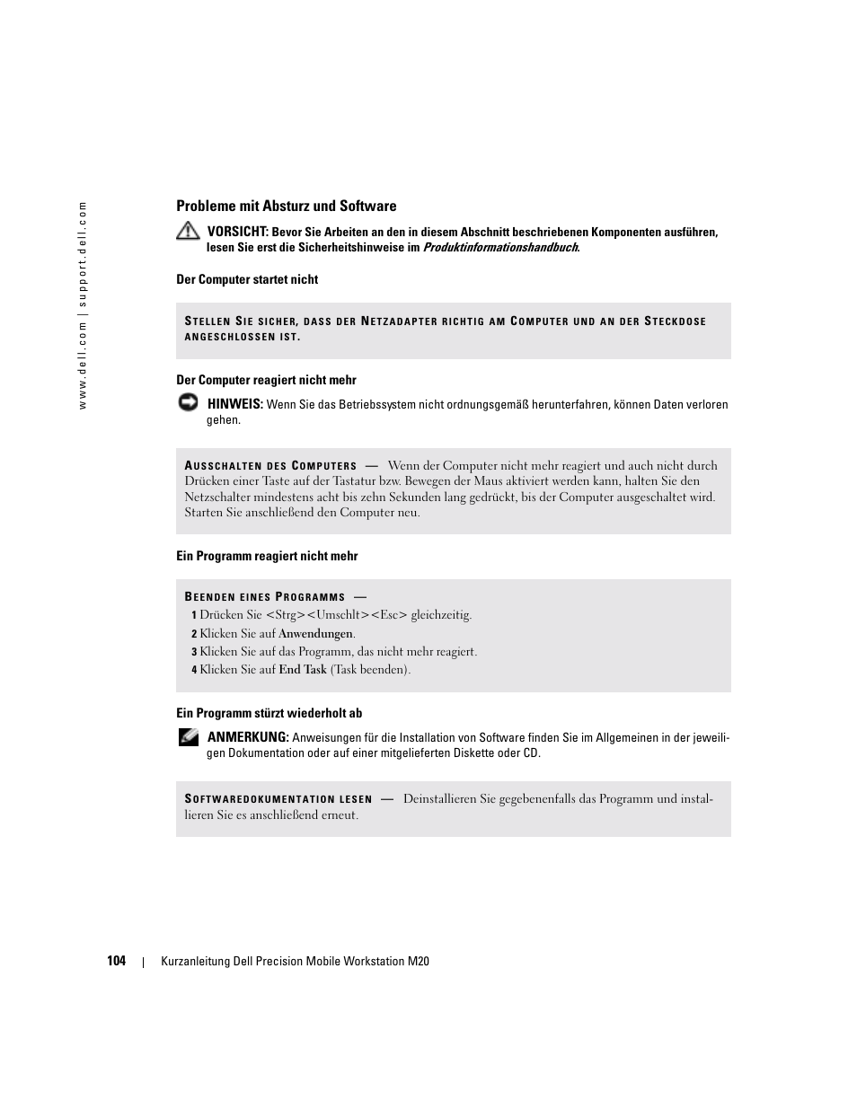Probleme mit absturz und software | Dell Precision M20 User Manual | Page 104 / 168