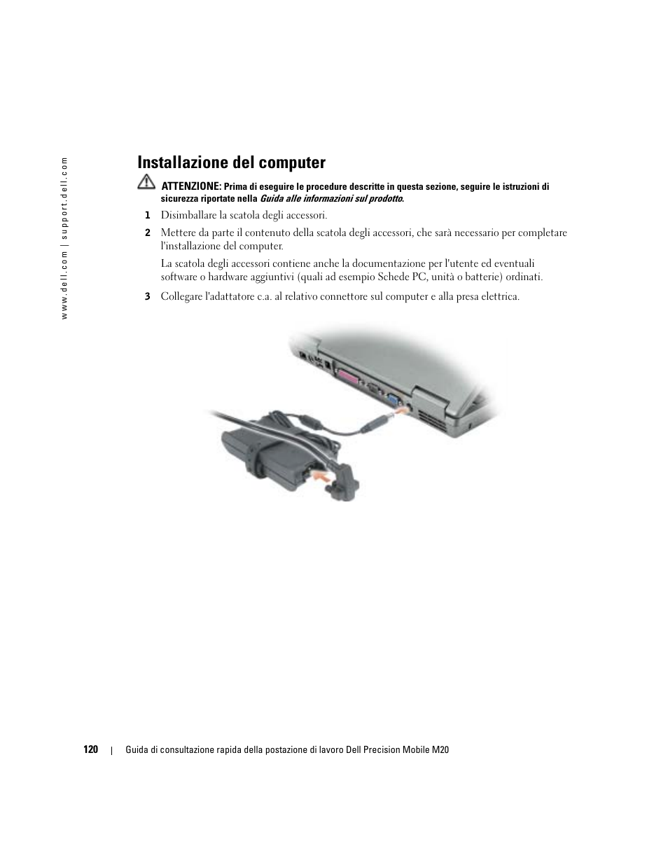 Installazione del computer | Dell Precision M20 User Manual | Page 120 / 168