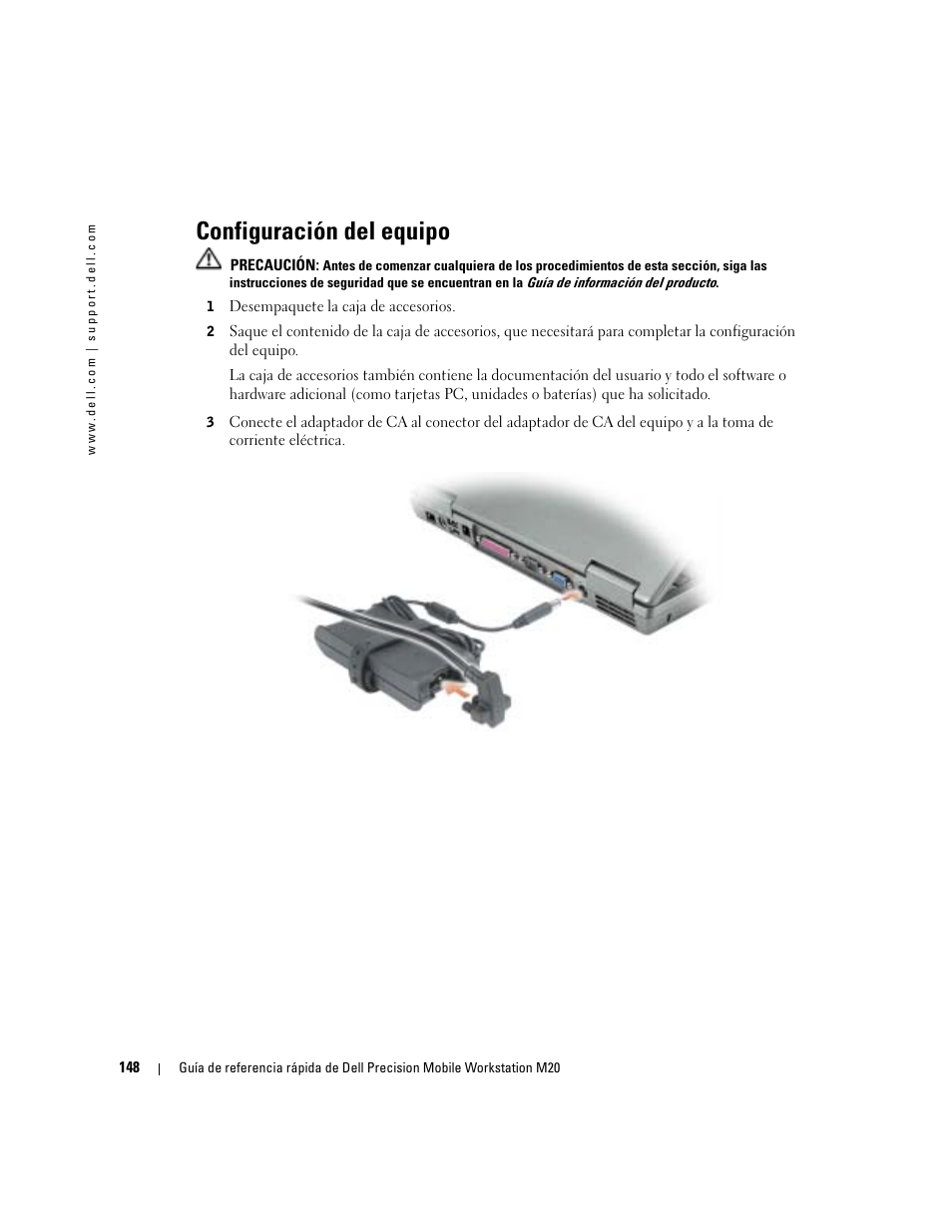 Configuración del equipo | Dell Precision M20 User Manual | Page 148 / 168