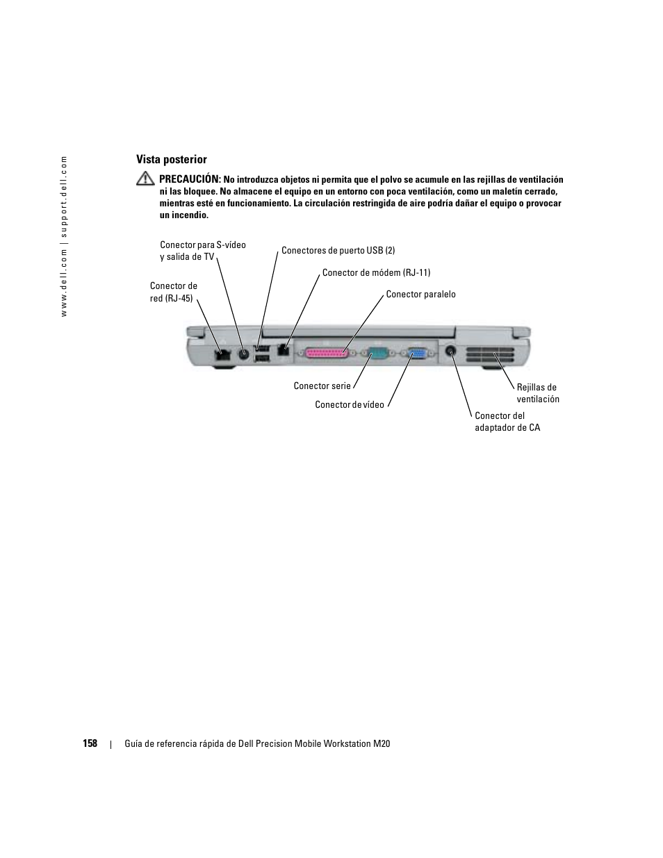 Vista posterior | Dell Precision M20 User Manual | Page 158 / 168