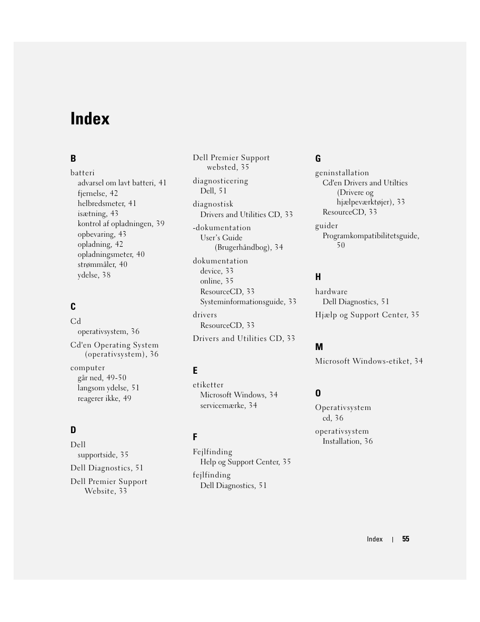 Index | Dell Precision M20 User Manual | Page 55 / 168