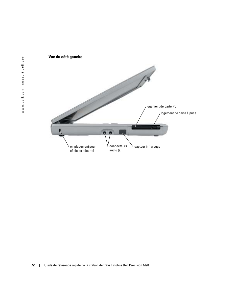Vue du côté gauche | Dell Precision M20 User Manual | Page 72 / 168