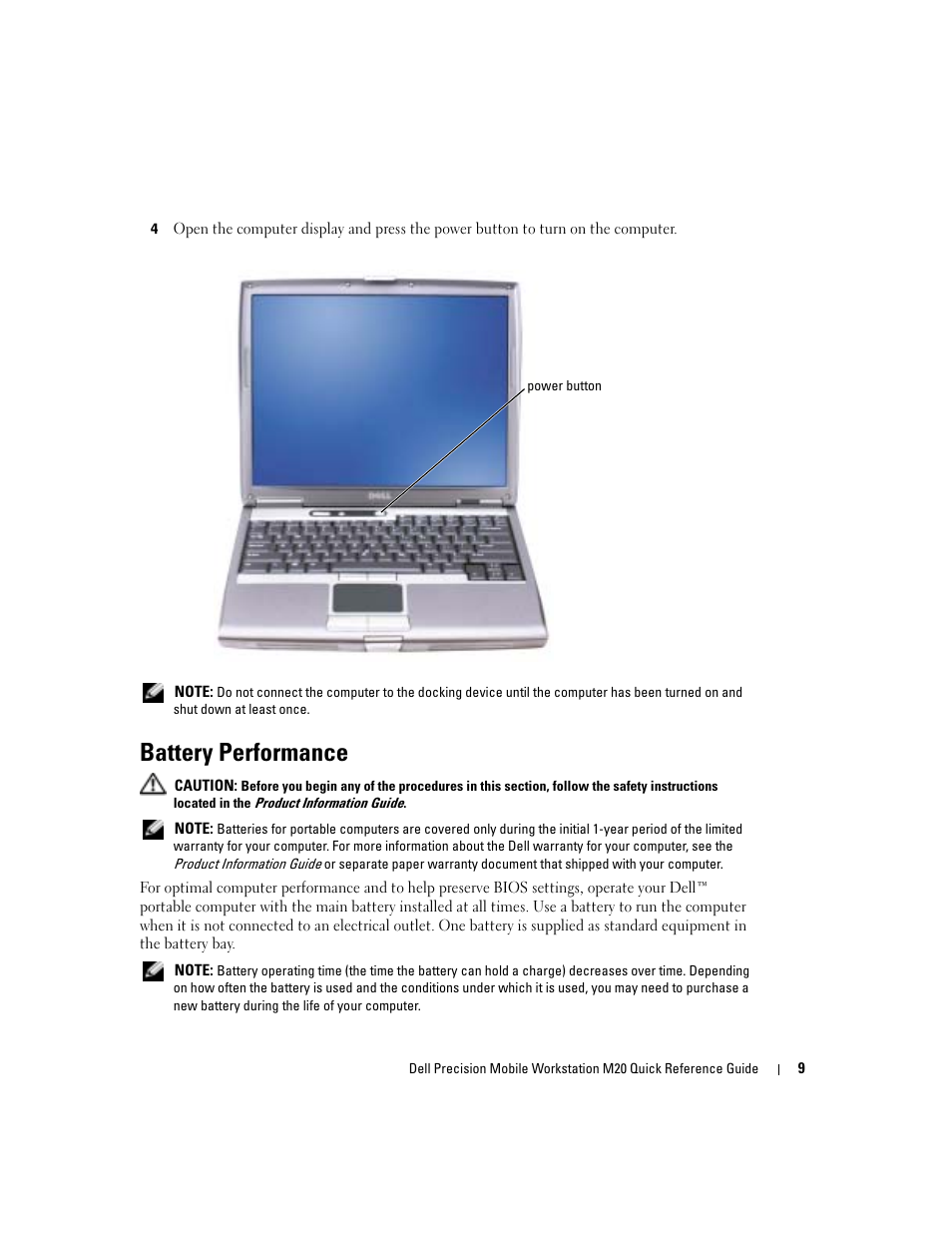 Battery performance | Dell Precision M20 User Manual | Page 9 / 168