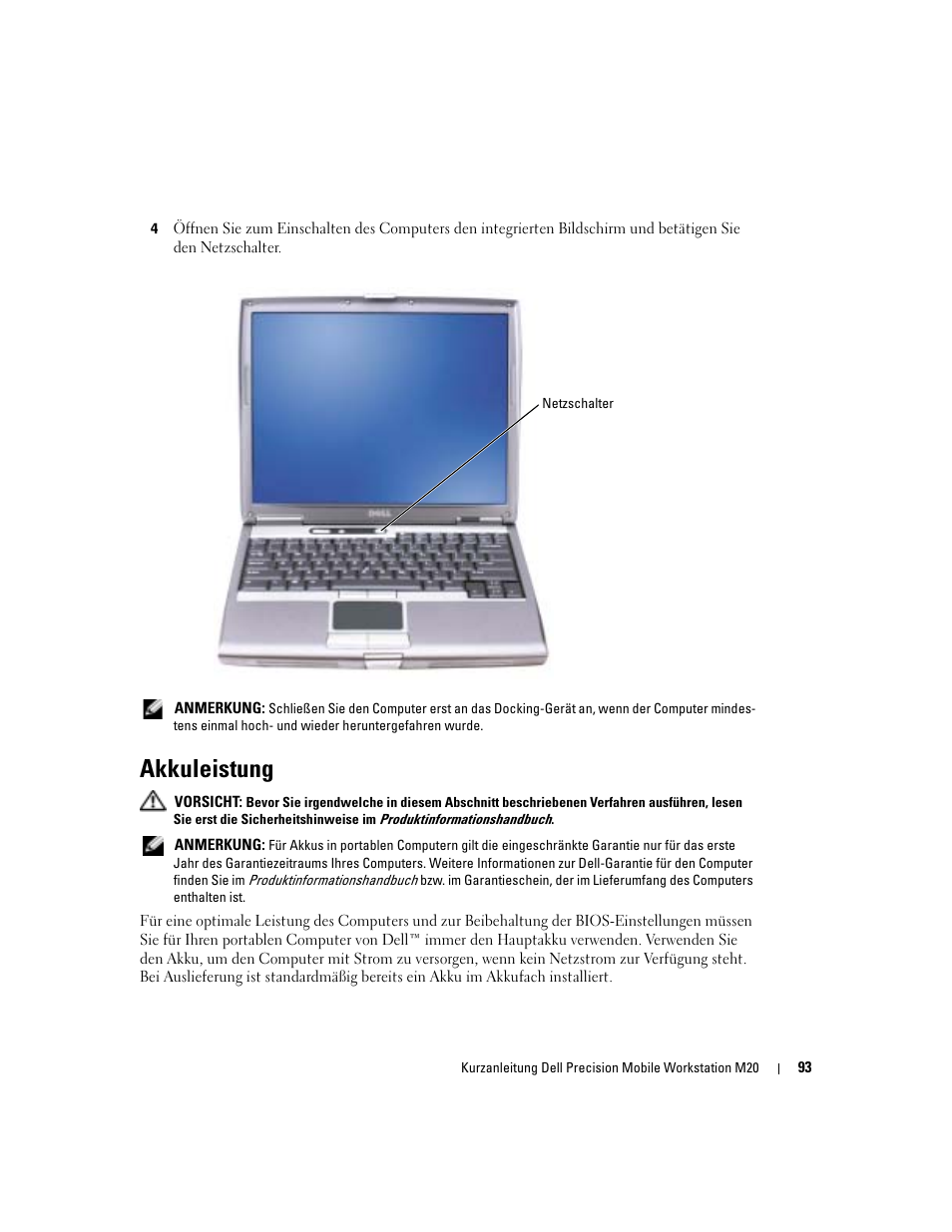 Akkuleistung | Dell Precision M20 User Manual | Page 93 / 168