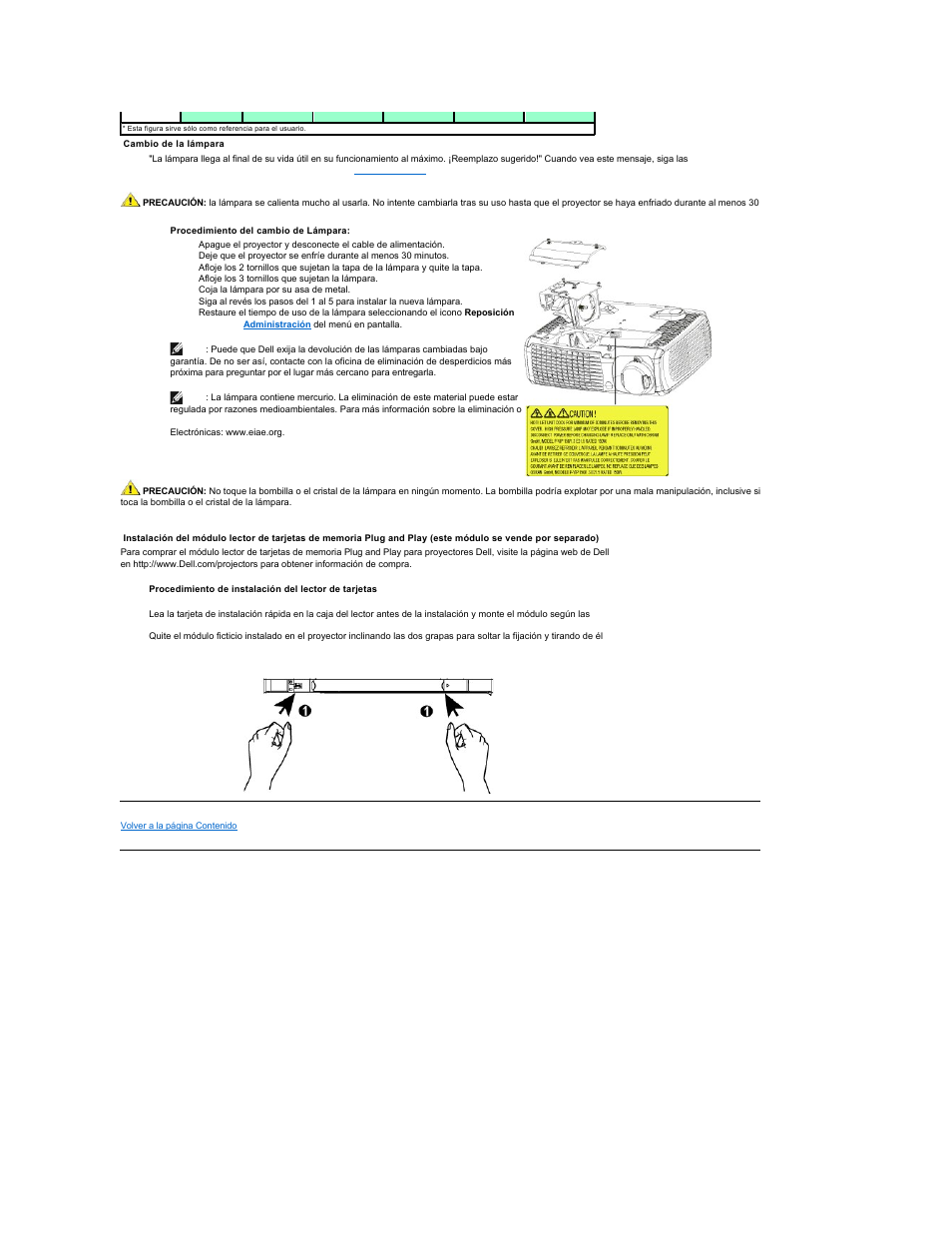 Cambio de la lámpara | Dell Projector 4100MP User Manual | Page 19 / 47
