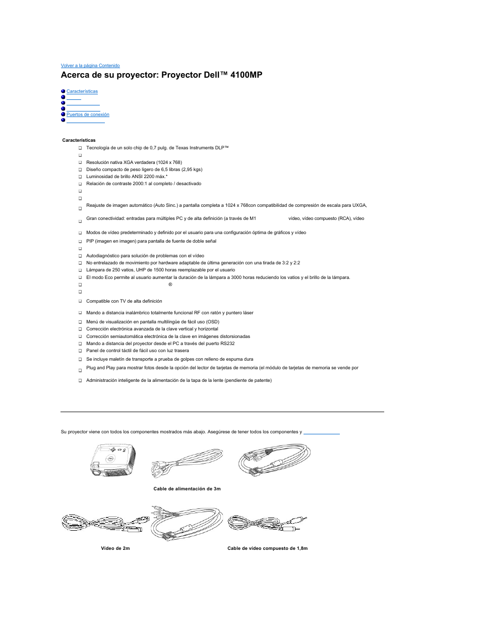 Acerca de su proyector: proyector dell™ 4100mp | Dell Projector 4100MP User Manual | Page 2 / 47