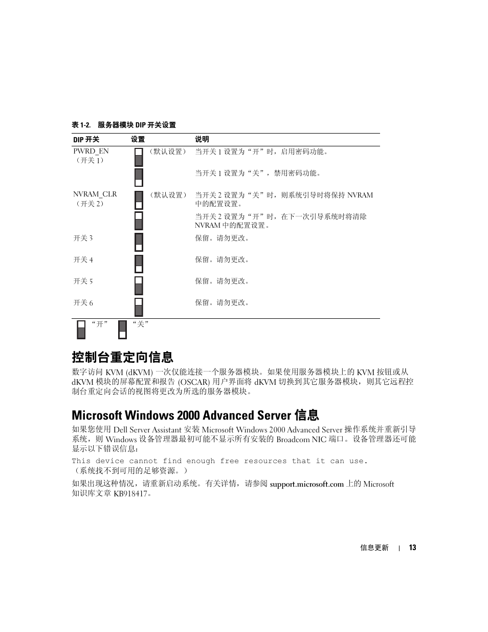 控制台重定向信息, Microsoft windows 2000 advanced server 信息 | Dell POWEREDGE 1955 User Manual | Page 15 / 58