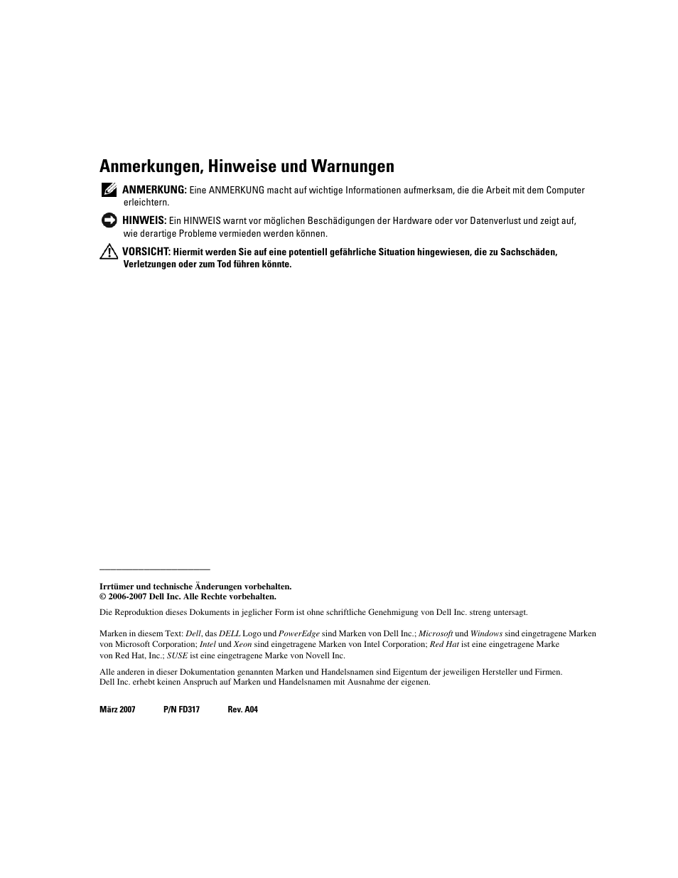 Anmerkungen, hinweise und warnungen | Dell POWEREDGE 1955 User Manual | Page 28 / 58