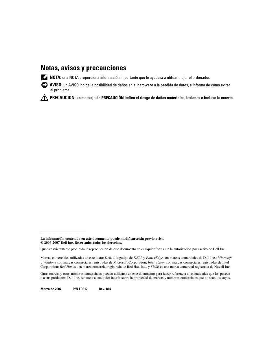 Notas, avisos y precauciones | Dell POWEREDGE 1955 User Manual | Page 52 / 58