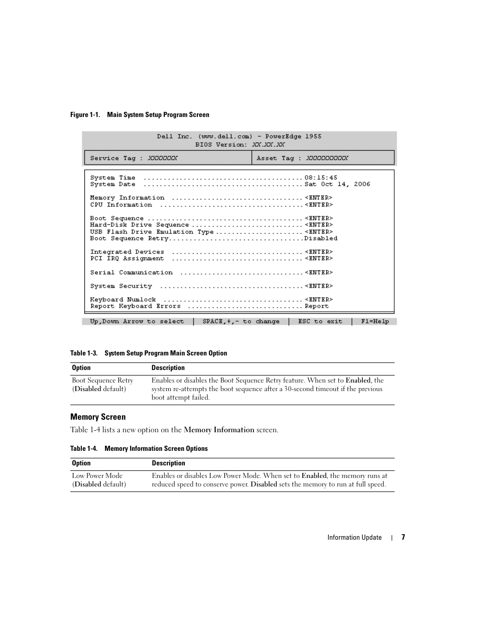 Memory screen | Dell POWEREDGE 1955 User Manual | Page 9 / 58