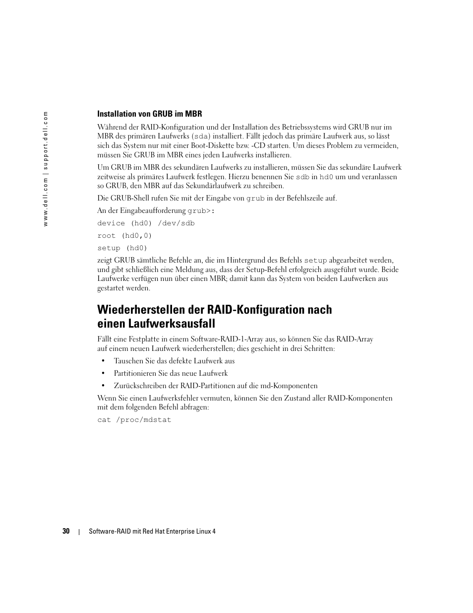 Installation von grub im mbr | Dell Software RAID with Red Hat Enterprise Linux4 User Manual | Page 32 / 58