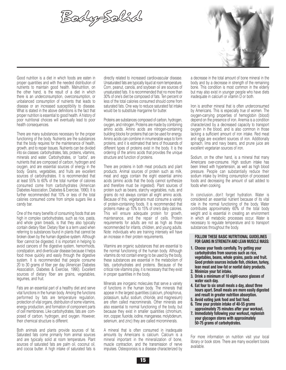 Nutrition | Body Solid FID 46 User Manual | Page 16 / 46