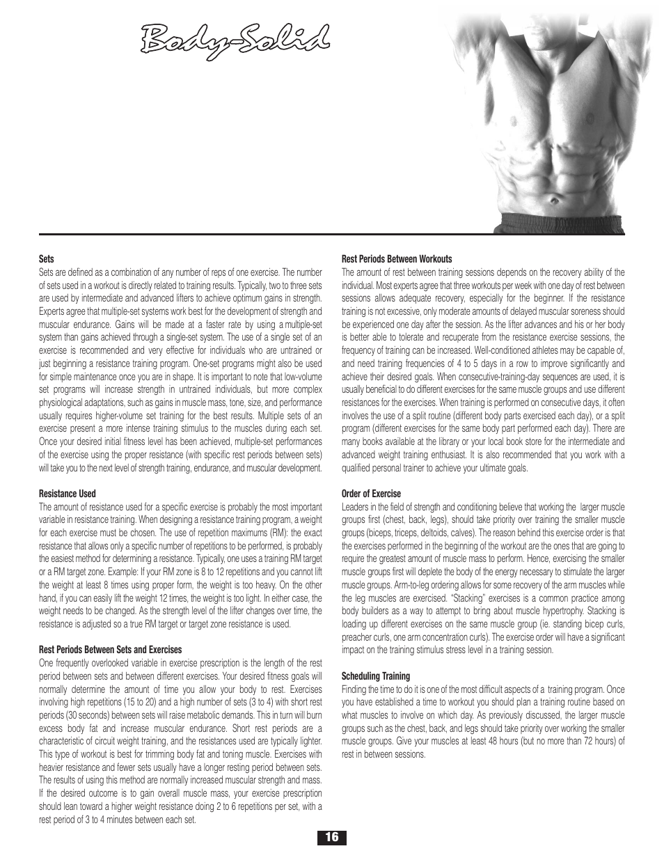 Prescription, Exercise | Body Solid FID 46 User Manual | Page 17 / 46