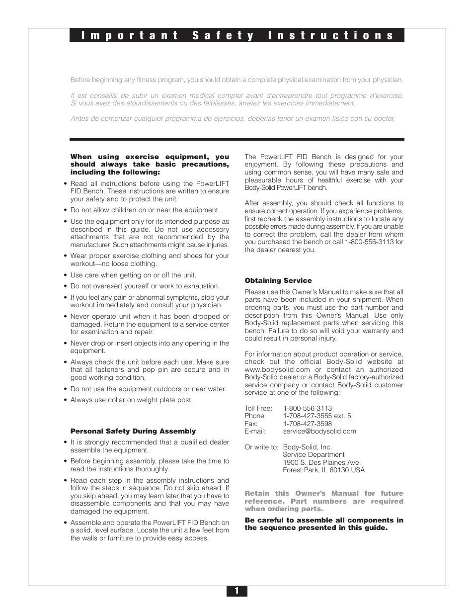 Body Solid FID 46 User Manual | Page 2 / 46