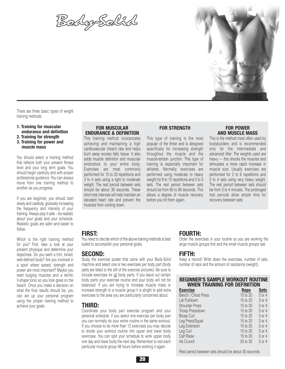 Training method, Determine your | Body Solid FID 46 User Manual | Page 21 / 46