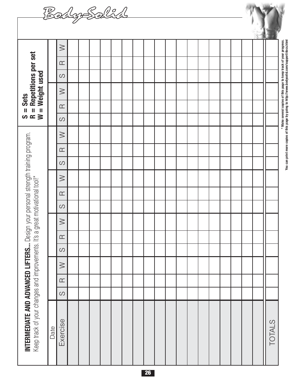 Weight training exercise lo g | Body Solid FID 46 User Manual | Page 27 / 46