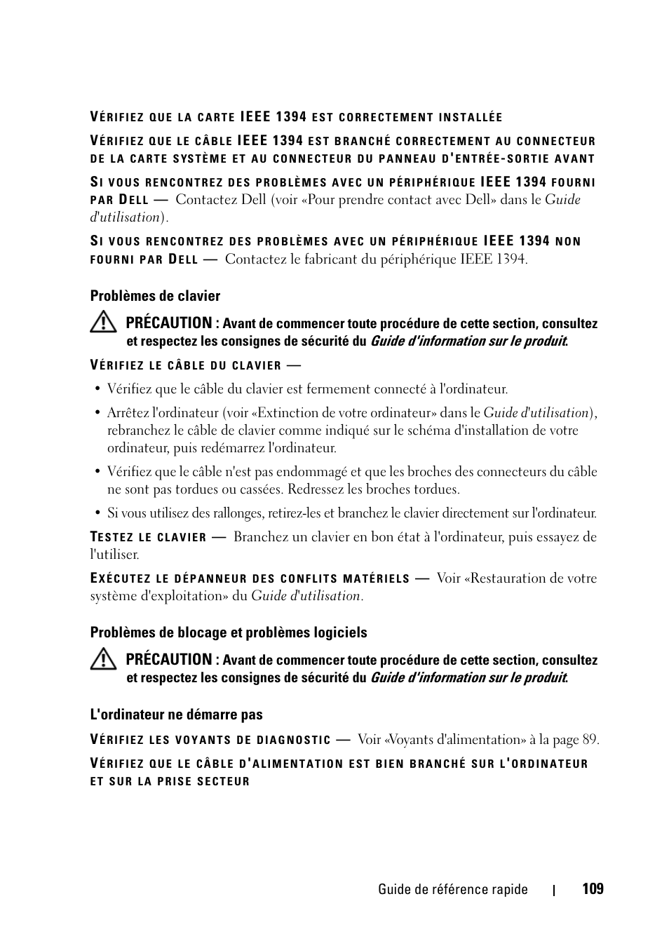 Précaution | Dell Precision T5400 (Late 2007) User Manual | Page 109 / 258
