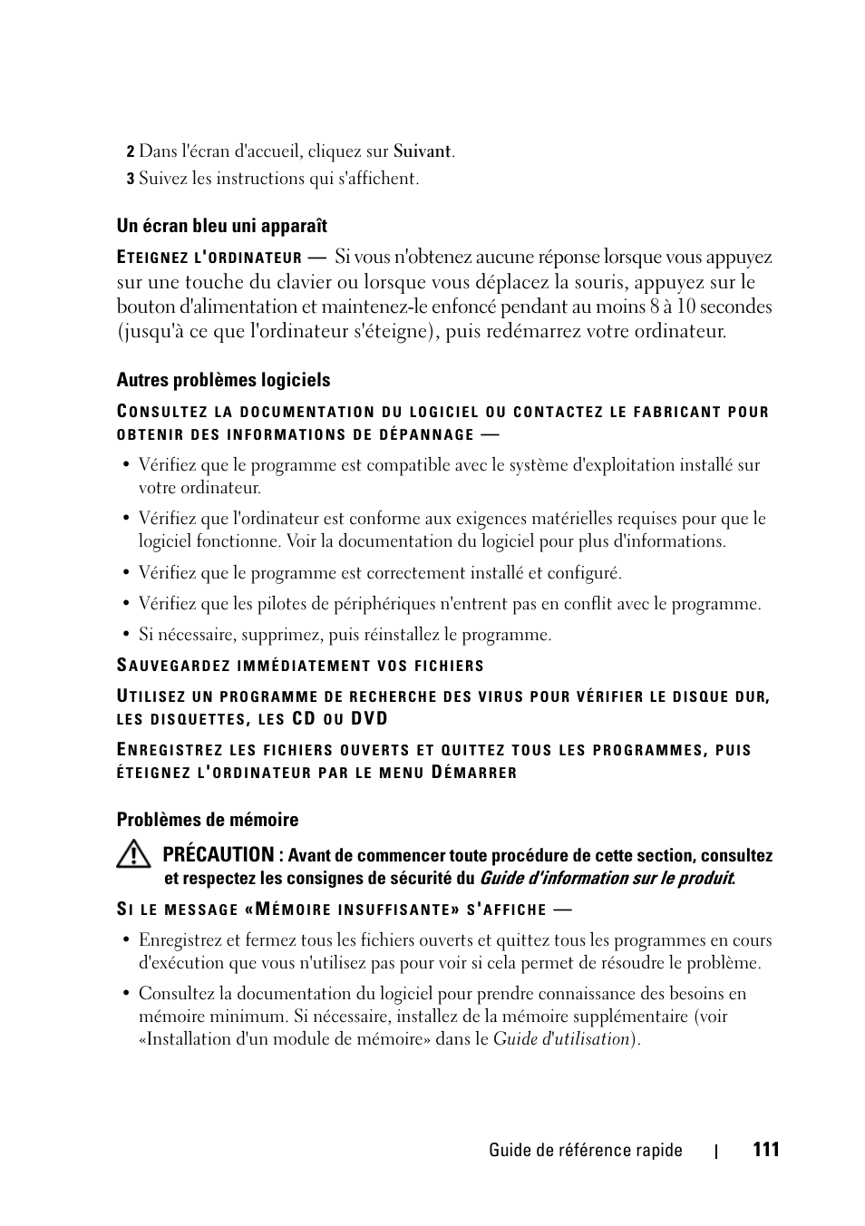 Précaution | Dell Precision T5400 (Late 2007) User Manual | Page 111 / 258
