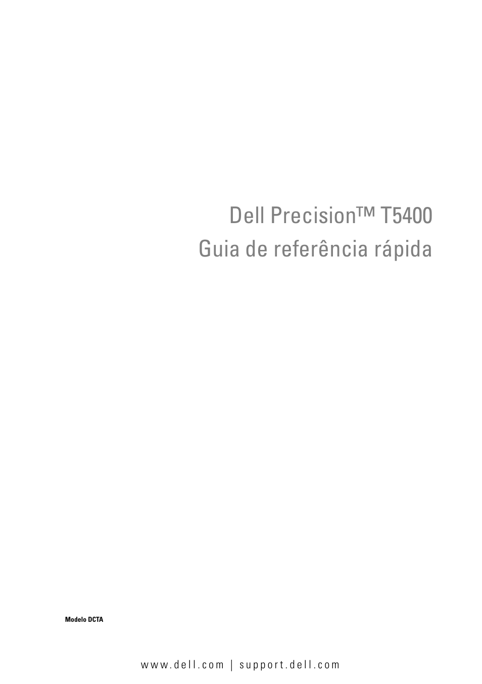 Guia de referência rápida, Dell precision™ t5400 guia de referência rápida | Dell Precision T5400 (Late 2007) User Manual | Page 127 / 258